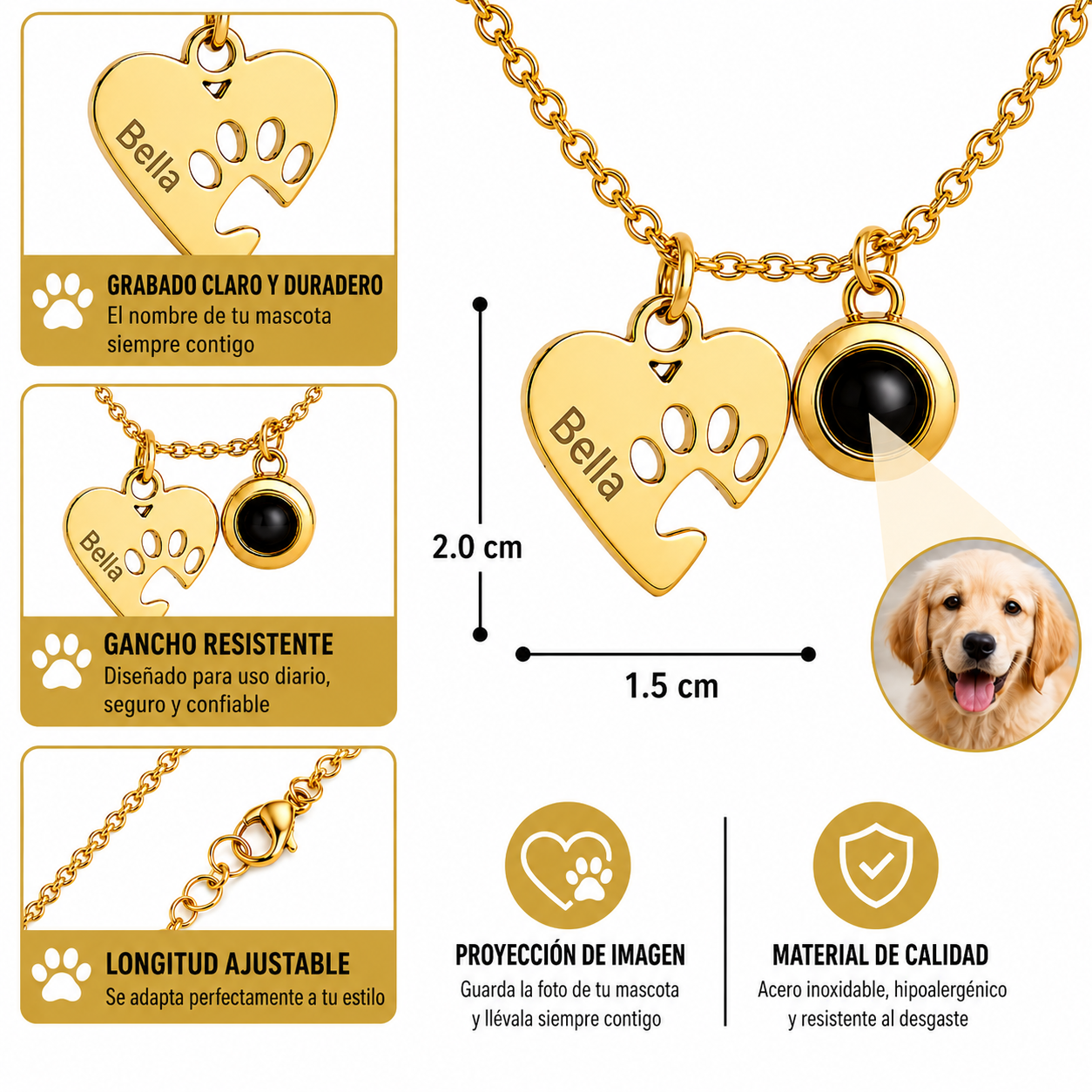 Collar PetLover personalizado grabado con nombre e imagen
